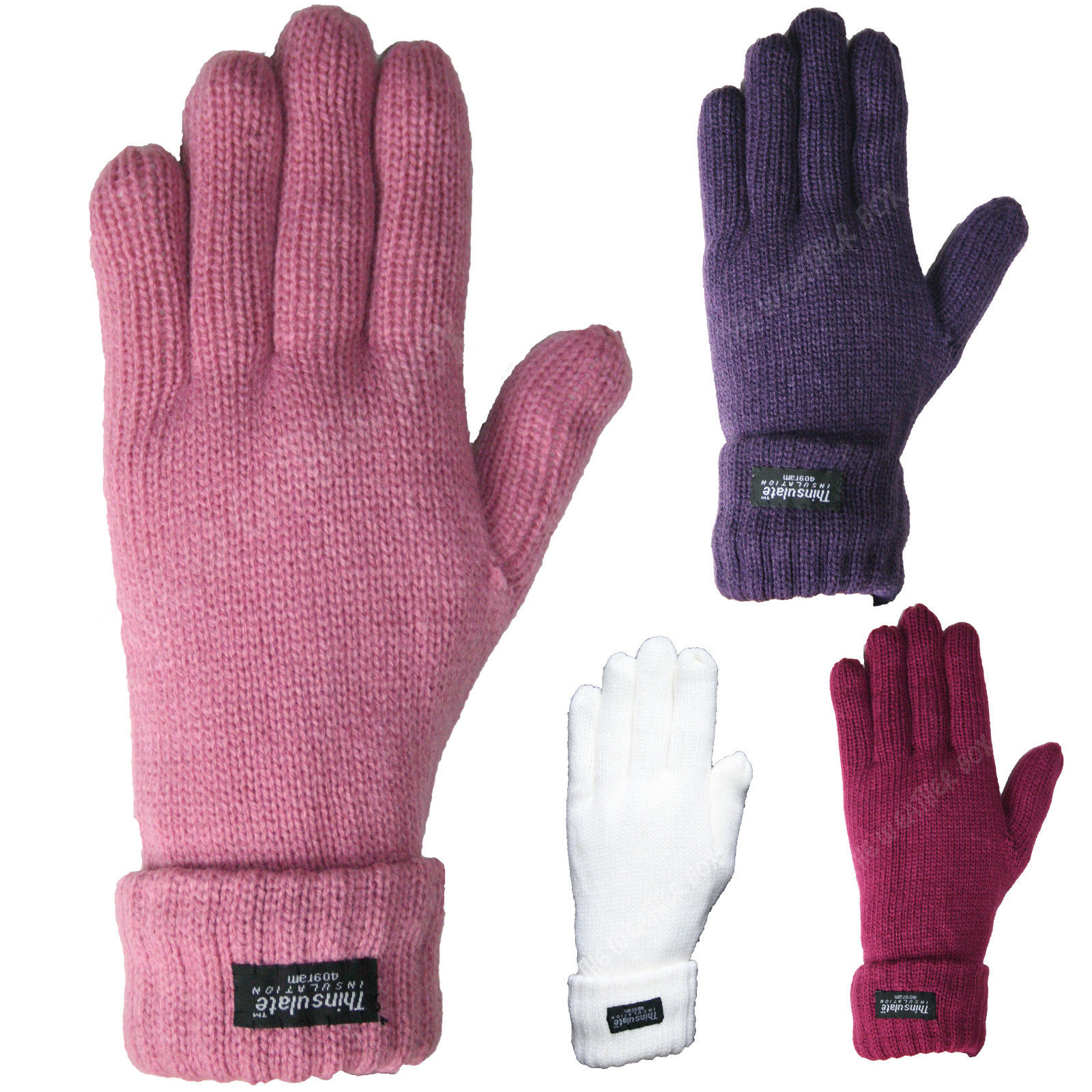 Ladies Thinsulate Ribbed Knitted Gloves Super Thick Lined