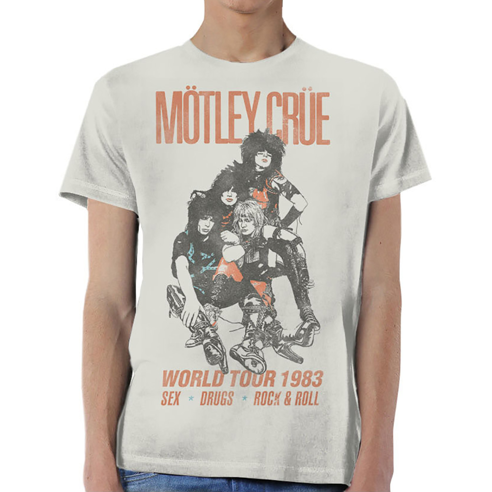 Motley Crue Vintage World Tour Rock Metal Licensed Tee T-Shirt Men