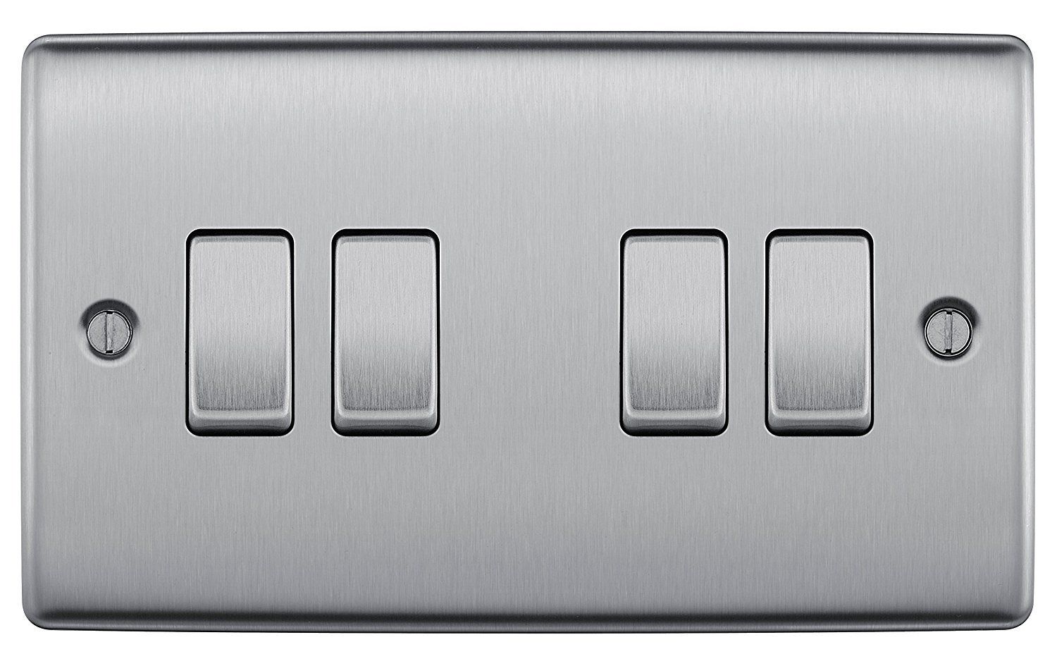 BG Brushed Steel Light Switches & Sockets Full Range Satin Chrome Black