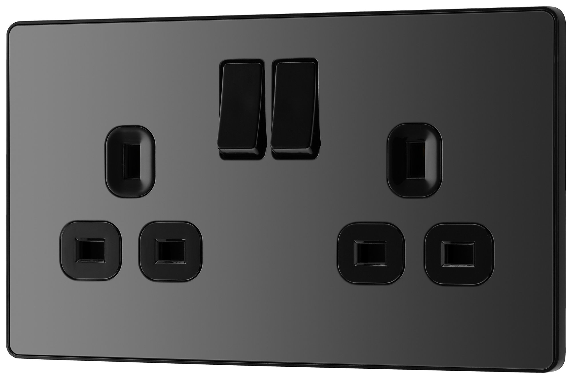Interruptores y enchufes sin tornillos BG Evolve negros cromados rango completo inserto negro - Imagen 10 de 30