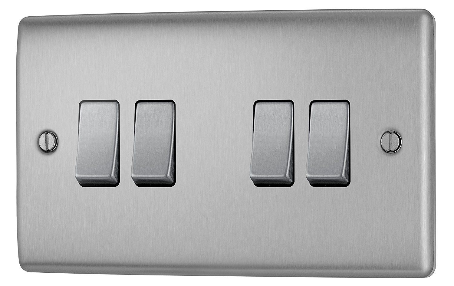 BG Brushed Steel Light Switches & Sockets Full Range Satin Chrome Black