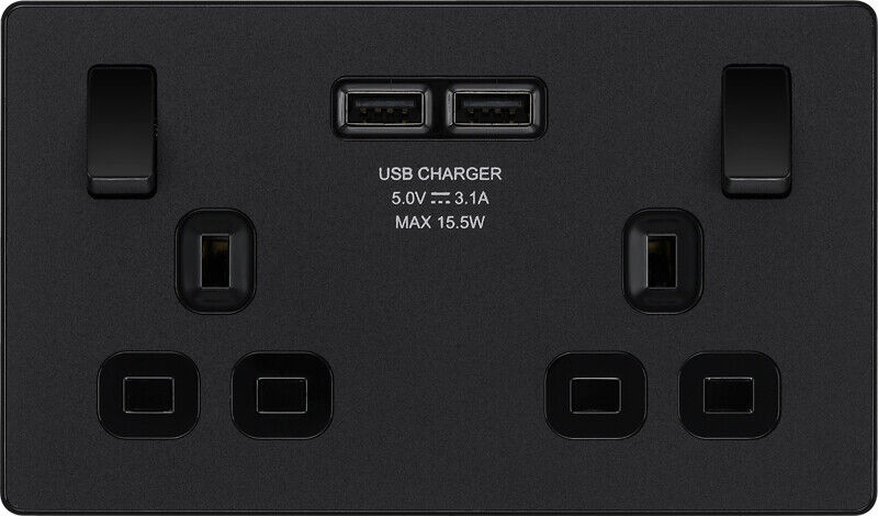BG Evolve Matt Black Screwless Switches & Sockets Black Inserts Full Range - Picture 12 of 33