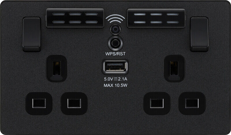 BG Evolve Matt Black Screwless Switches & Sockets Black Inserts Full Range - Picture 11 of 33