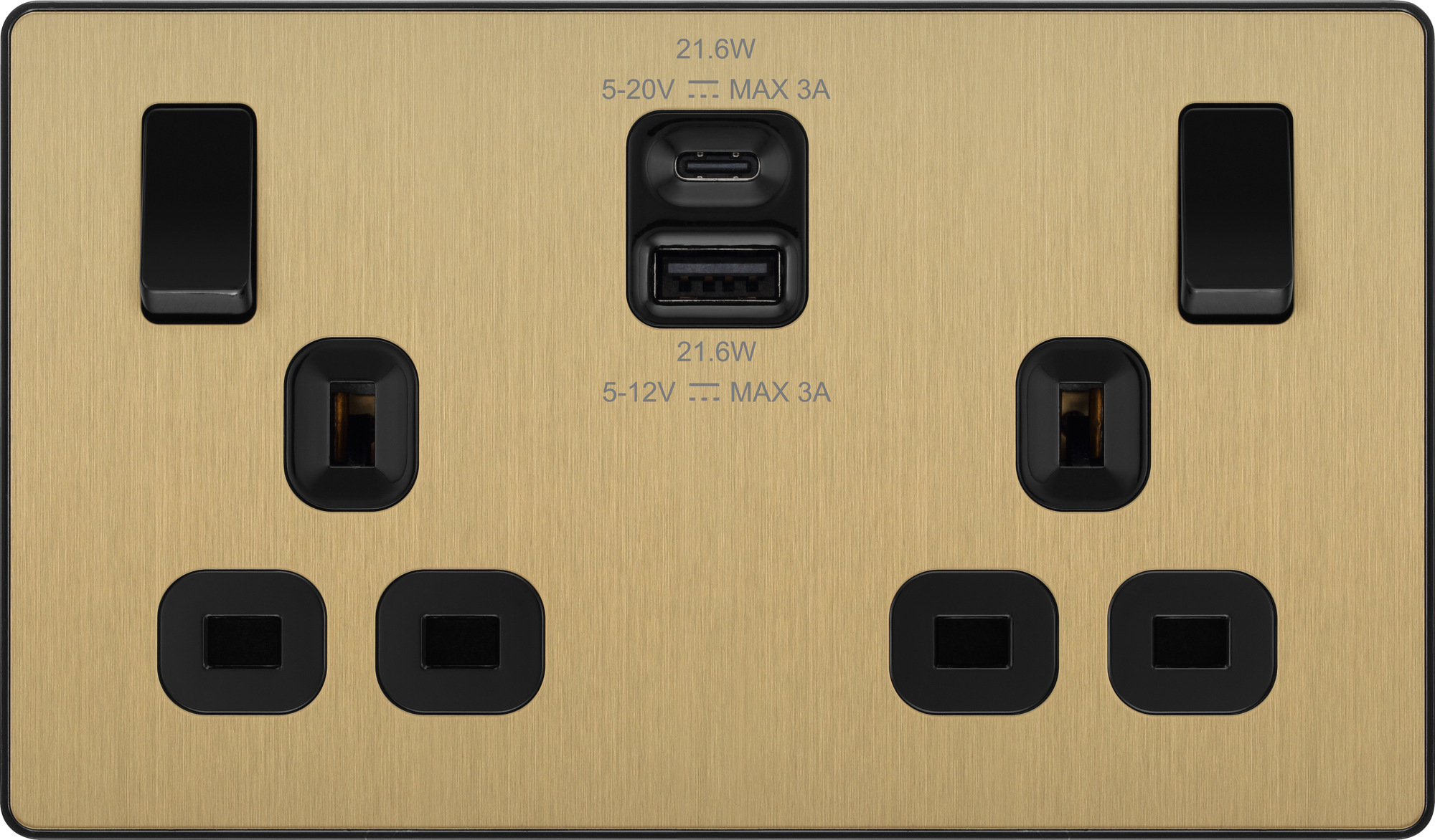 BG Evolve Satin Messing schraubenlose Schalter & Steckdosen schwarze Einsätze Vollsortiment - Bild 17 von 50