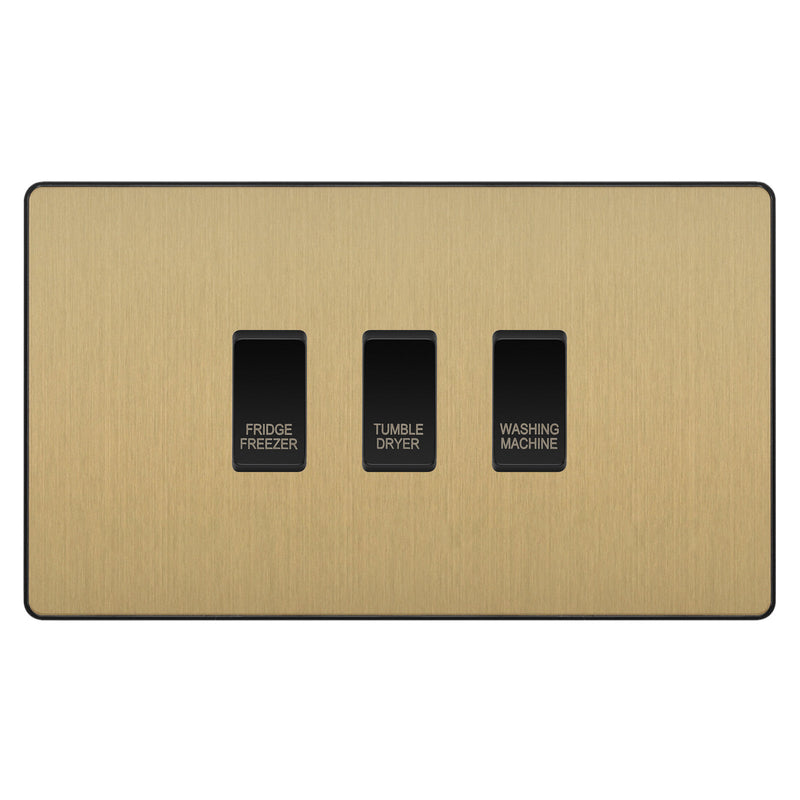 BG Evolve Satin Messing schraubenlose Schalter & Steckdosen schwarze Einsätze Vollsortiment - Bild 5 von 50