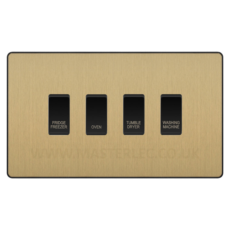 BG Evolve Satin Messing schraubenlose Schalter & Steckdosen schwarze Einsätze Vollsortiment - Bild 6 von 50