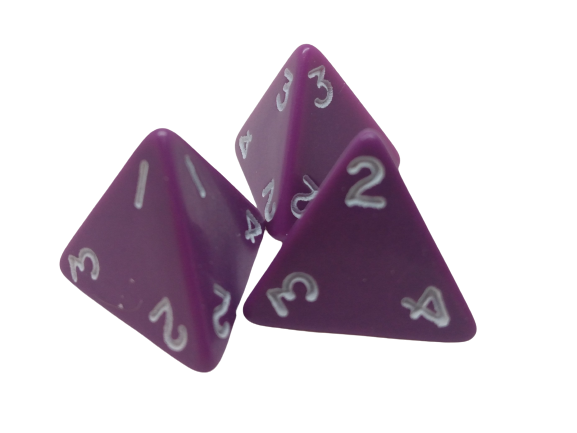 Poly Dice D4's. Top Read Various Colours packs of 3. FOUR Sided, Numbered - Picture 8 of 8