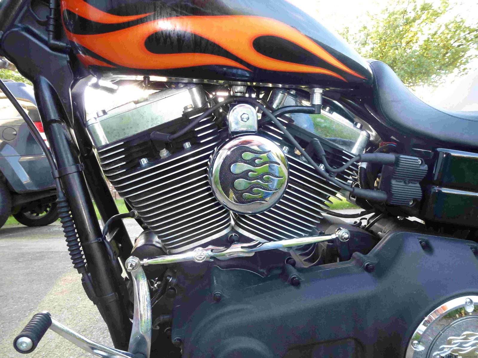 Chrome & Black Flame Horn Cover Replacement for HarleyDavidson eBay