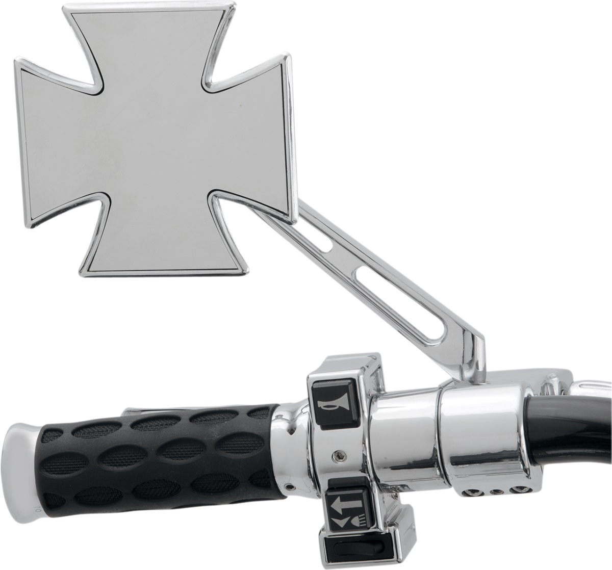 Maltese (Iron) Gothic Cross Chrome Mirrors (Pair) fits most Harley