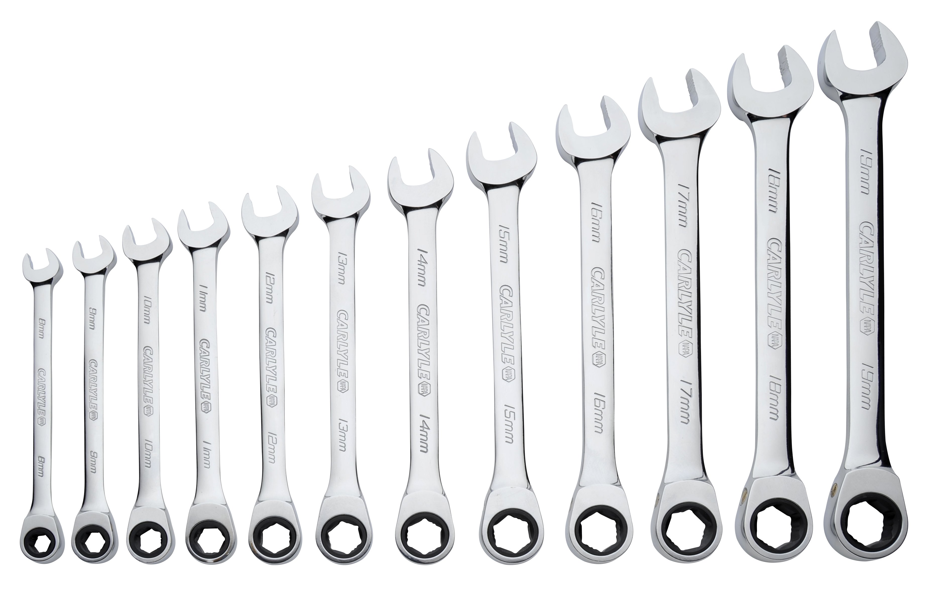 12 PIECE FLAT RATCHETING WRENCH SETMETRIC RW612M CARLYLE TOOLS eBay